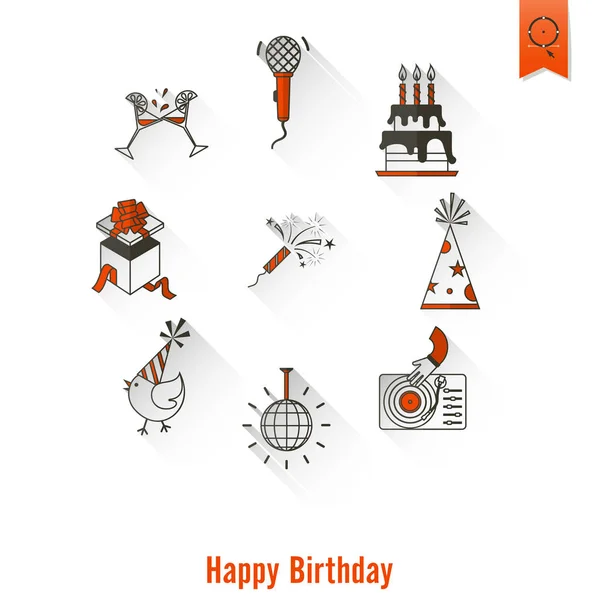 Conjunto de iconos de feliz cumpleaños — Vector de stock