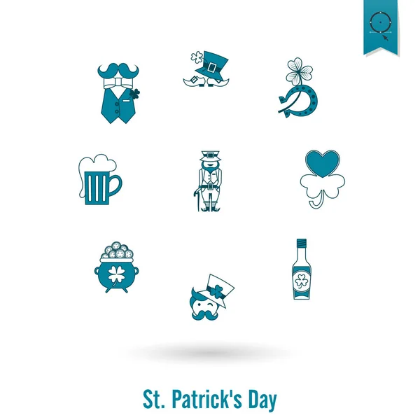 Set de iconos aislados día de San Patricio — Vector de stock