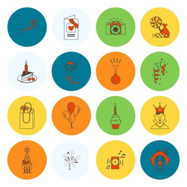 Mutlu doğum günü Icons set
