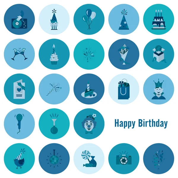 Happy Birthday Icons Set — Stock Vector