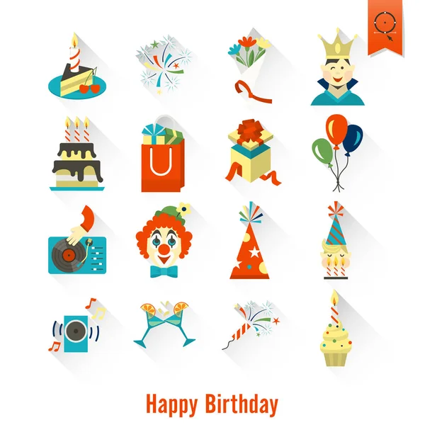 ชุดไอคอนสุขสันต์วันเกิด — ภาพเวกเตอร์สต็อก