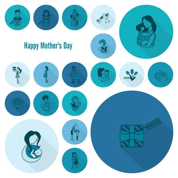 Happy Mothers Day Icons — Stock Vector