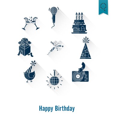 Mutlu doğum günü Icons set