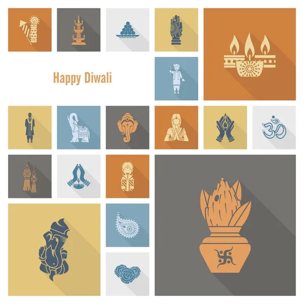 Diwali. Iconos del Festival Indio — Archivo Imágenes Vectoriales