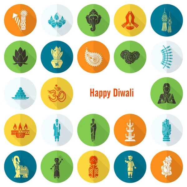 Diwali. Indiase Festival pictogrammen — Stockvector