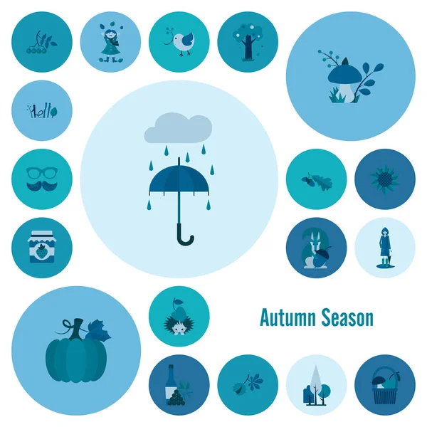 Set of Flat Autumn Icons — Stock Vector