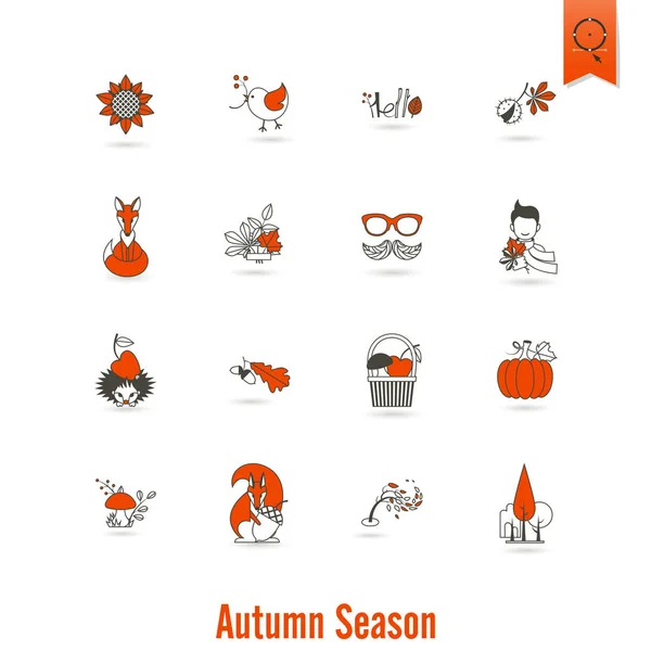 Serie di icone di autunno piatte — Vettoriale Stock