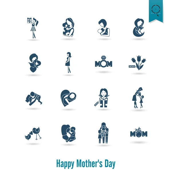 Icone della festa della mamma felice — Vettoriale Stock