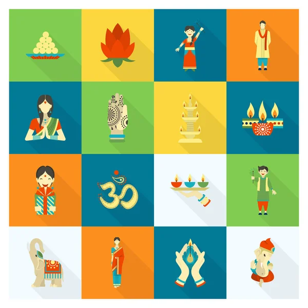 Diwali. Hint Festivali simgeler — Stok Vektör