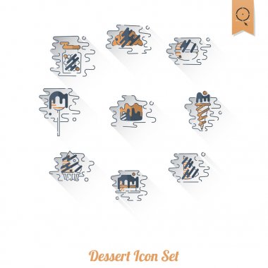 Modern düz tasarım tarzında tatlı Icon Set