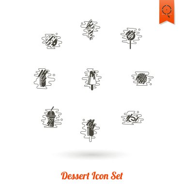 Modern düz tasarım tarzında tatlı Icon Set