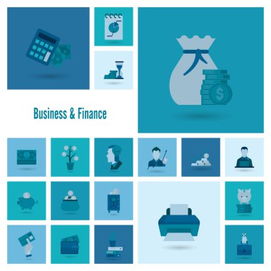 iş ve finans simgesi seti