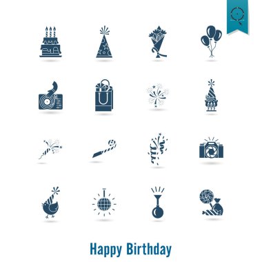 Mutlu doğum günü Icons set