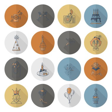 Mutlu doğum günü Icons set