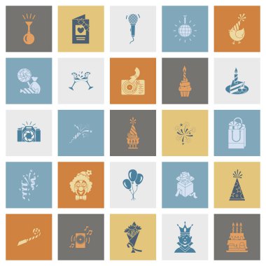 Mutlu doğum günü Icons set