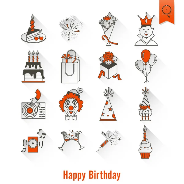 Happy Birthday Icons Set — Stock Vector