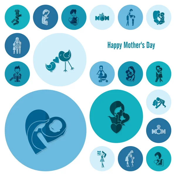 Feliz Día de las Madres Iconos — Vector de stock