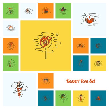 Modern düz tasarım tarzında tatlı Icon Set