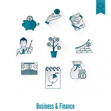 iş ve finans simgesi seti