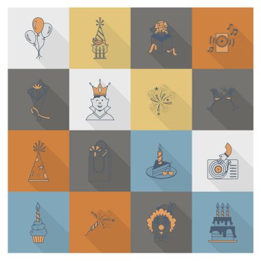 Mutlu doğum günü Icons set