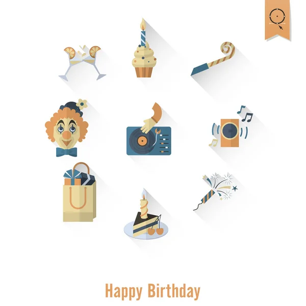 Conjunto de iconos de feliz cumpleaños — Vector de stock