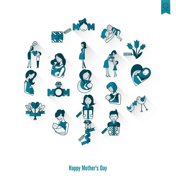 Happy Mothers Day pictogrammen — Stockvector