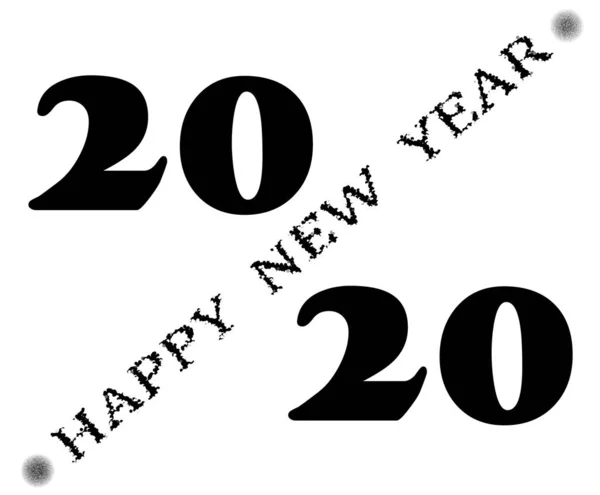 2020年快乐新年的问候在一个简单的黑白方块设计 — 图库照片