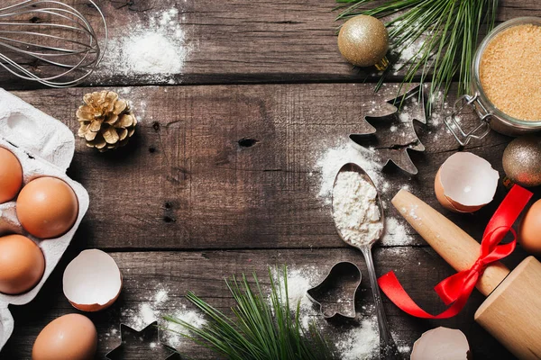 Weihnachtsbacken oder Kochen Hintergrund. — Stockfoto