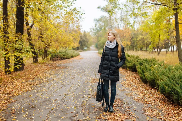 가 시즌에는 공원에서 산책, 달콤한, 쾌활 한 여자의 초상화 — 스톡 사진