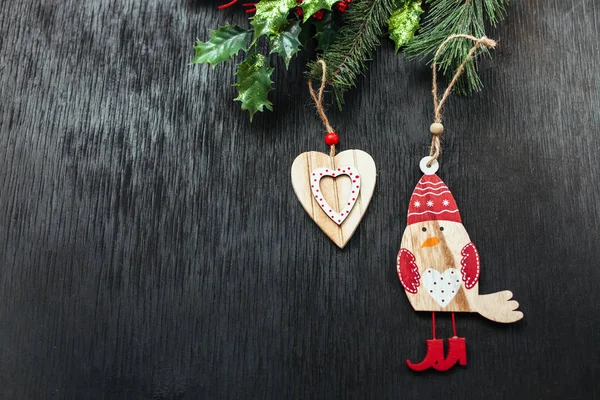 Wooden Heart Decorations On Vintage Woodtext Merry Christmas Stock Photo -  Download Image Now - iStock
