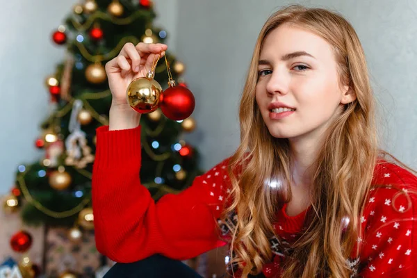 Portrét Dívky Dívka Úsměvem Dívka Slaví Vánoce — Stock fotografie