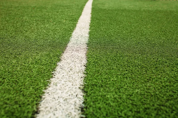 Green artificial grass soccer field. The white line on a Green football field background.