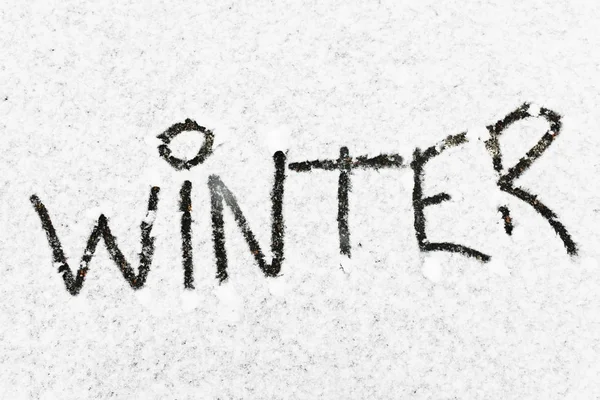 Word Winter Written Snow Snowy Background — Stock Photo, Image