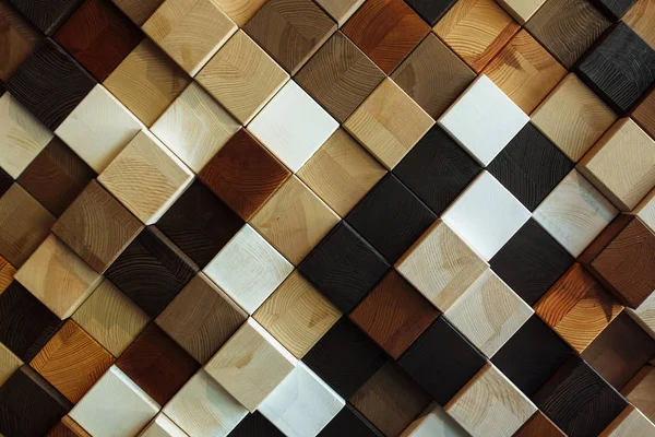 Διαφορετική υφή και το χρώμα του ξύλου, σε τετράγωνο σχήμα, πανέμορφο φόντο — Φωτογραφία Αρχείου