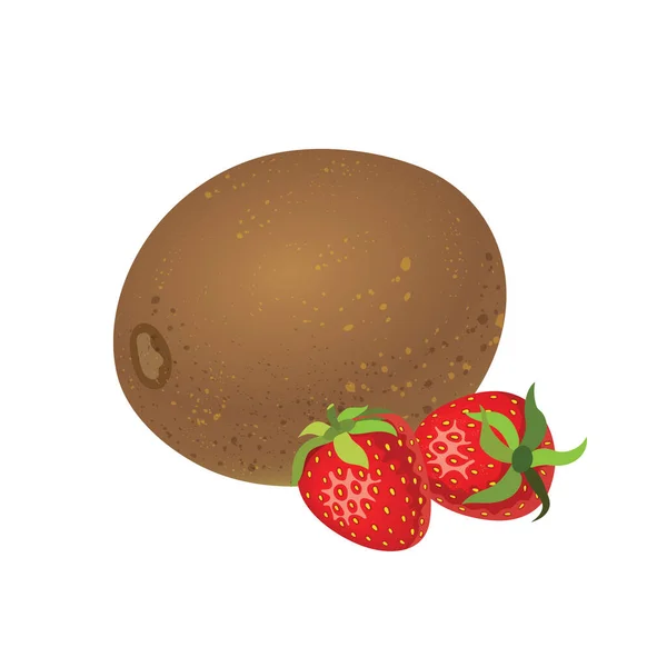 Tout un kiwi frais aux fraises. Ensemble de kiwi frais sur fond blanc . — Image vectorielle