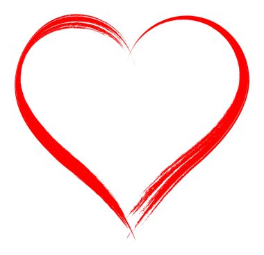 Beyaz arkaplanda izole edilmiş fırça resimli vektör kalp şekli çerçevesi