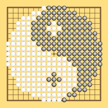 Yin yang sembolü ile vektör go oyunu veya Xiang (Çin masa oyunu)