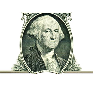 George Washington bir beyaz arka plan üzerinde izole Dolar'da