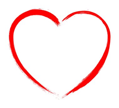 Beyaz arkaplanda izole edilmiş fırça resimli vektör kalp şekli çerçevesi