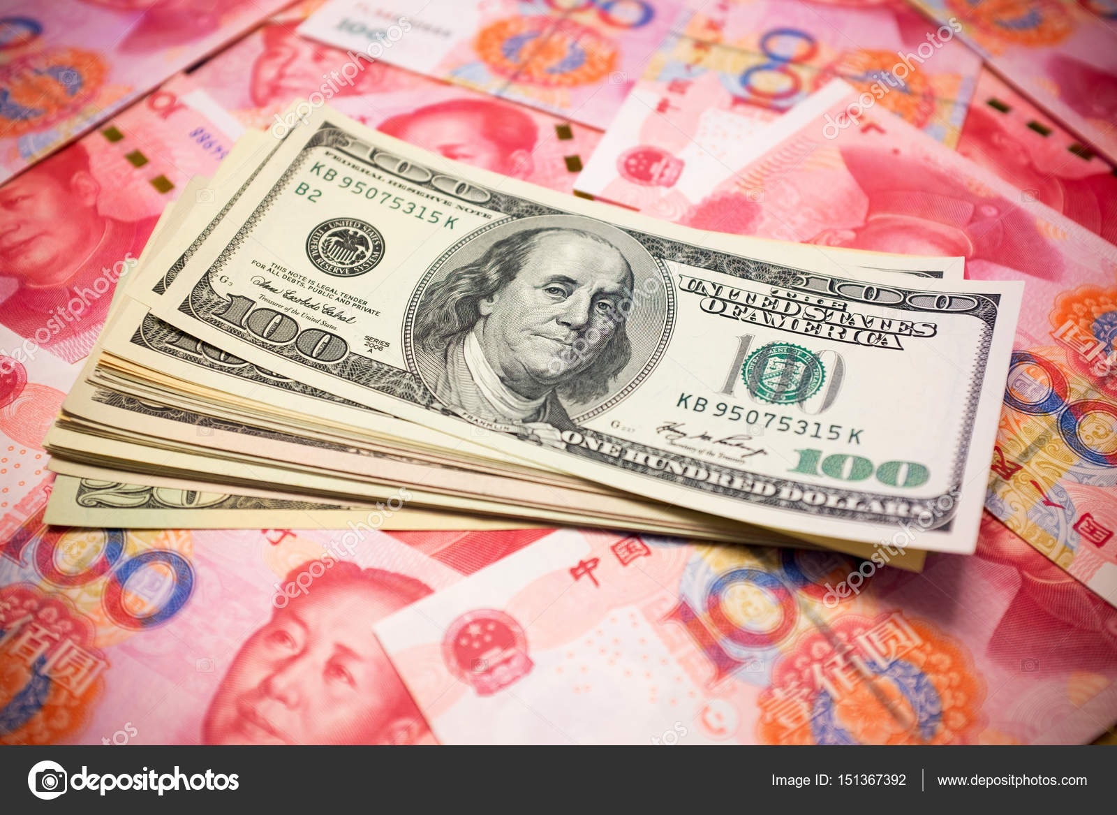 Chinese Yuan Note And U S Dollar Background Exchange Rate Concept - 