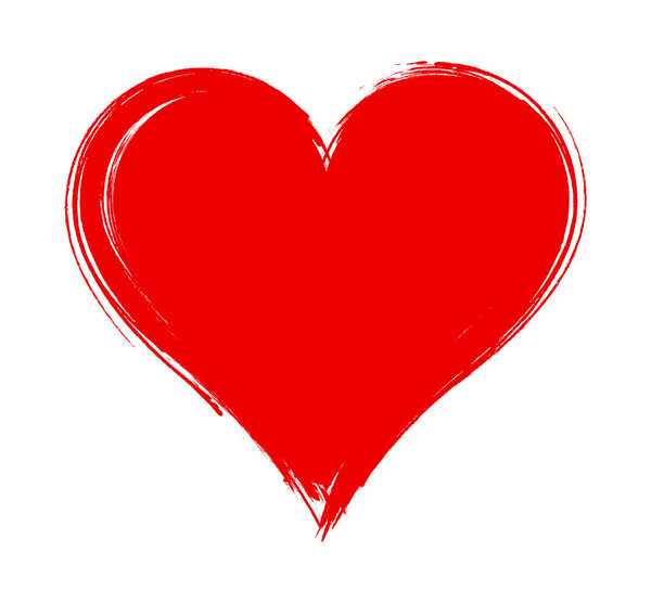 Vector Heart shape frame with brush painting isolated on white background