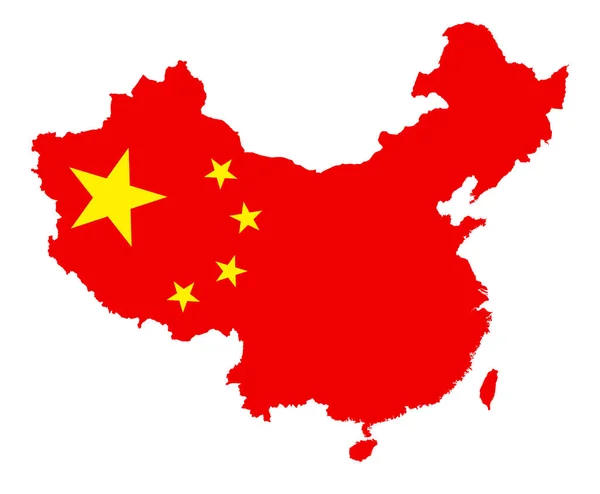 Vector China map with national flag isolated on white — Stock Vector