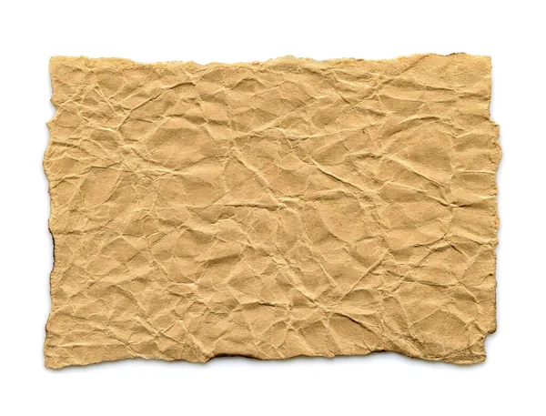 Prázdné Zmačkaný Hnědý Papír Texturované Pozadí Izolované — Stock fotografie