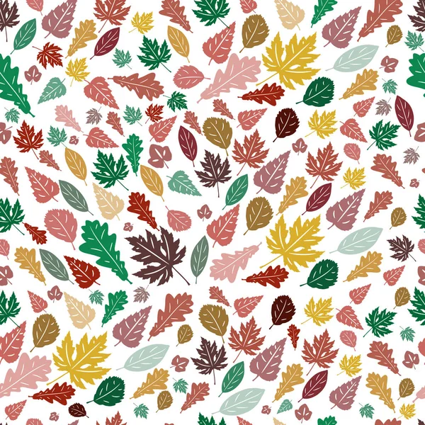 Wektor wzór kolorowe jesienne liście. Kolor liści jesienią. Prosty rysunek styl. — Wektor stockowy