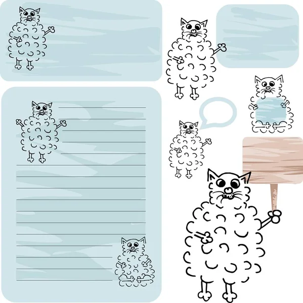 Cute fluffy cats. Cat with Nameplate. Hand drawn illustration with place for your text Stock Vector