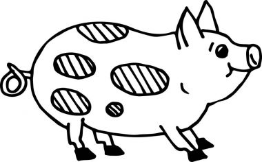 Sevimli domuz. Basit düz stil. Boyama için