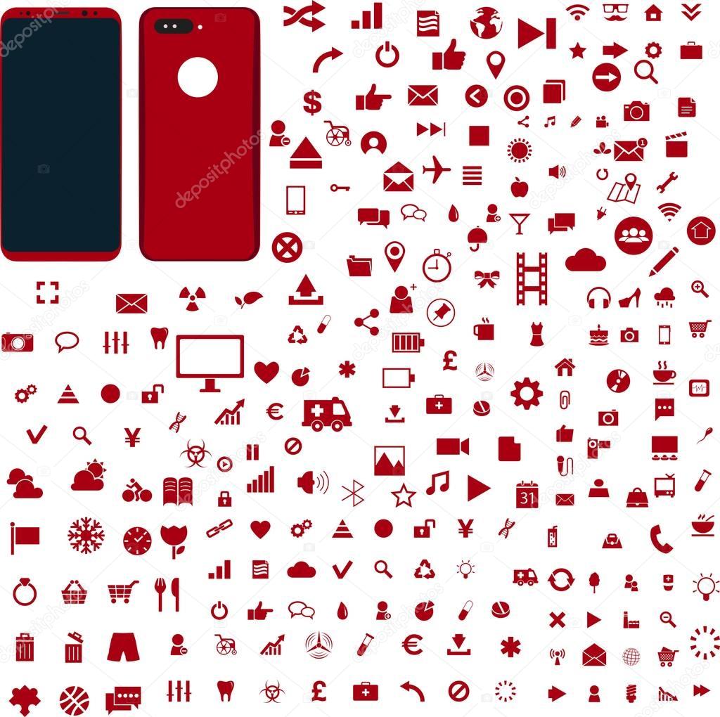 Red phone and icons.