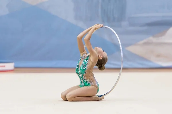 Young Teenager Girl Performs Competitions Rhythmic Gymnastics Russia Petersburg September — Stock Photo, Image