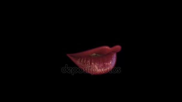 Lips Close Black Background — Stock Video