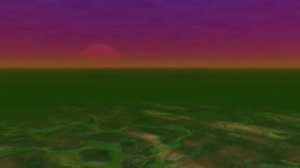 Abstrakcja zielony krajobraz zachód słońca — Wideo stockowe